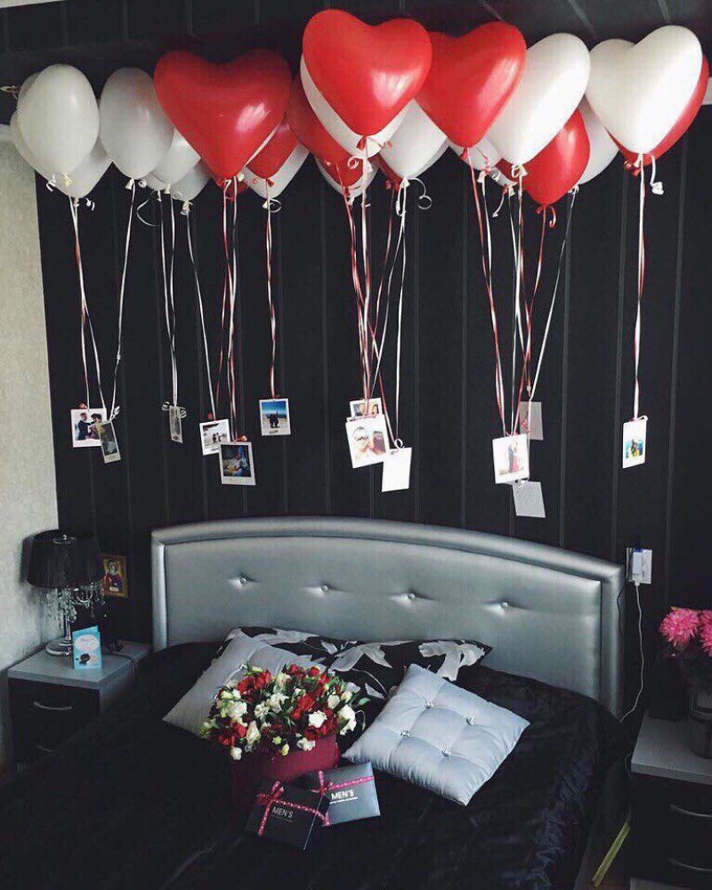 Шары сердце под потолок с фотографиями