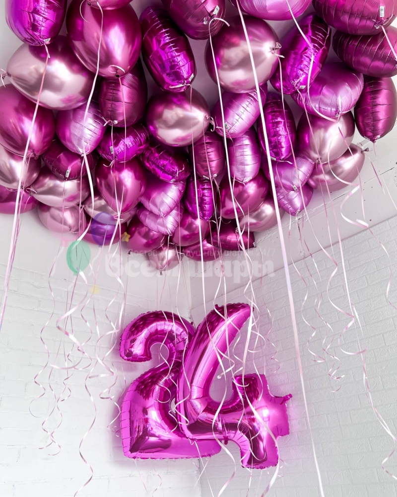 Воздушные шары под потолок + цифры на день рождения