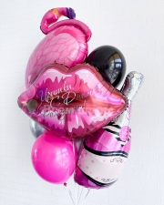 Букет шаров для девушки Фламинго и шампанское