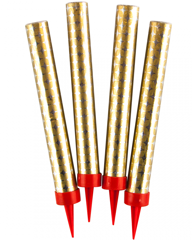 Свеча Фонтан для торта, 60 сек, Золото, 17,5 см, 4 шт.