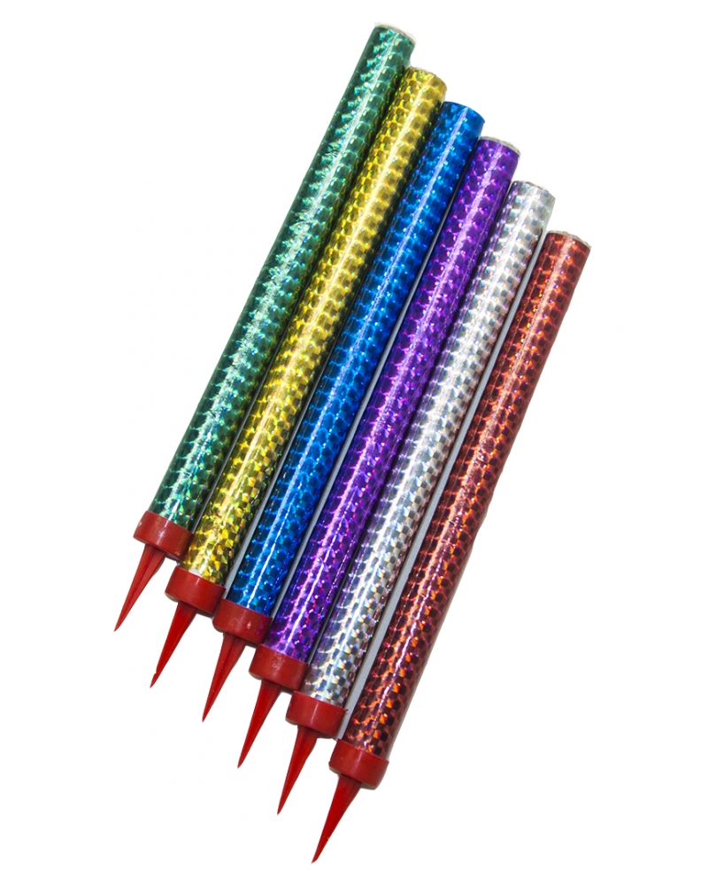 Свеча Фонтан для торта, Цветное пламя, 50 сек, Ассорти, 18 см, 6 шт.