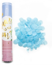 Пневмохлопушка (12/30 см), Гендер Пати, Конфетти тишью, Круги, Голубой, 1 шт.