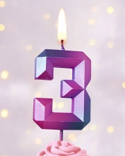 Свеча Цифра, Пурпурные грани, 1,1*4,3 см, 1 шт.